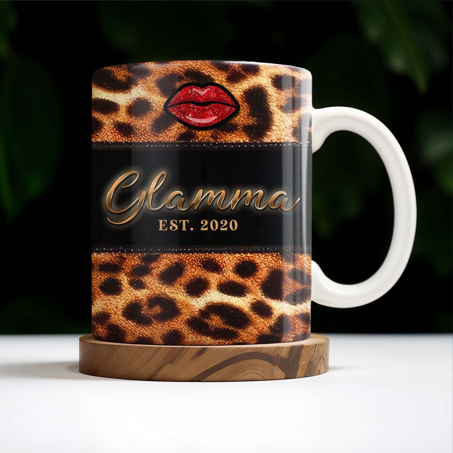 Leopard Print And Red Lips Glamorous Coffee Mug