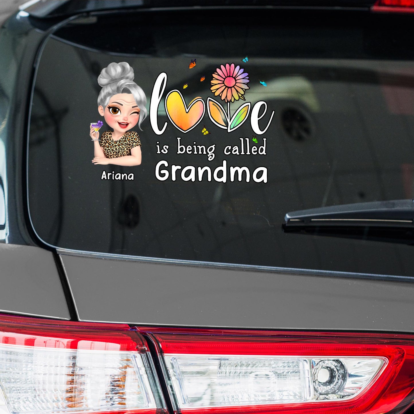 Love Is Being Called Grandma Heart and Flowers Design