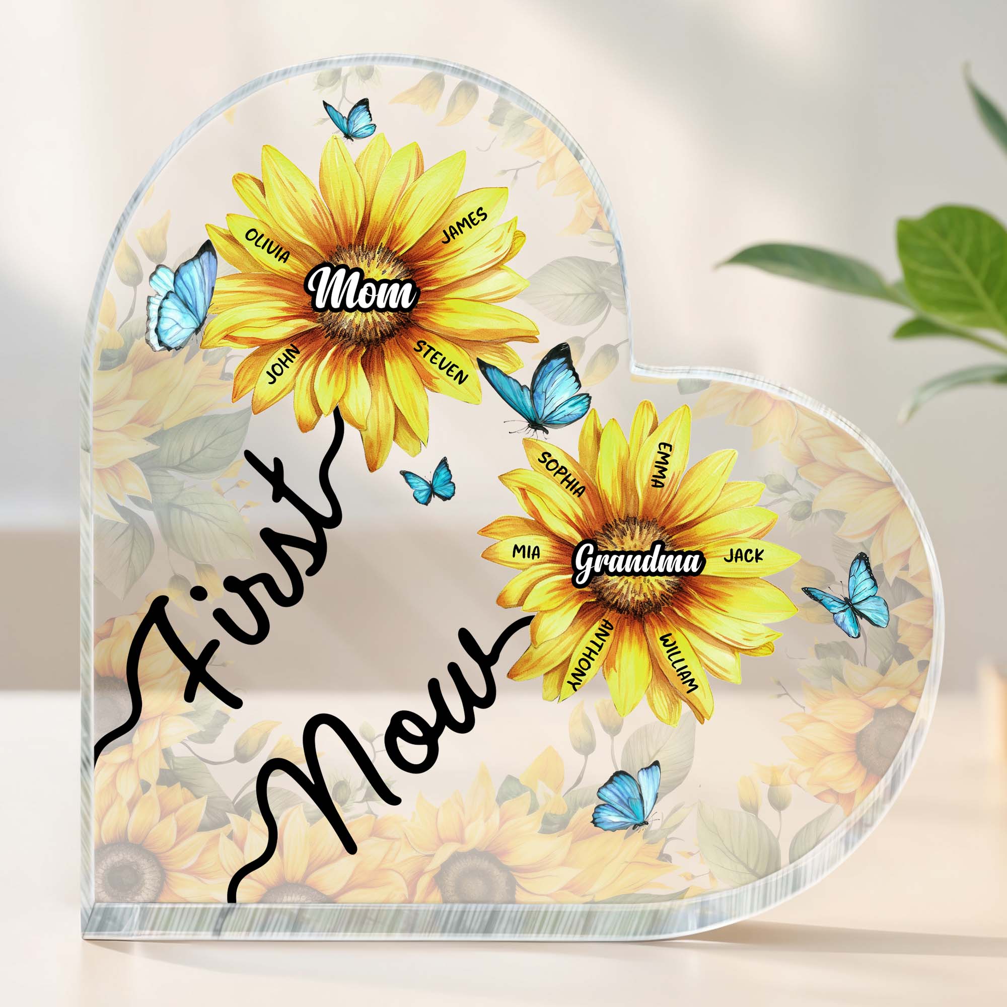 First Mom Now Grandma - Family Personalized Custom Heart Plaque - Gift ...