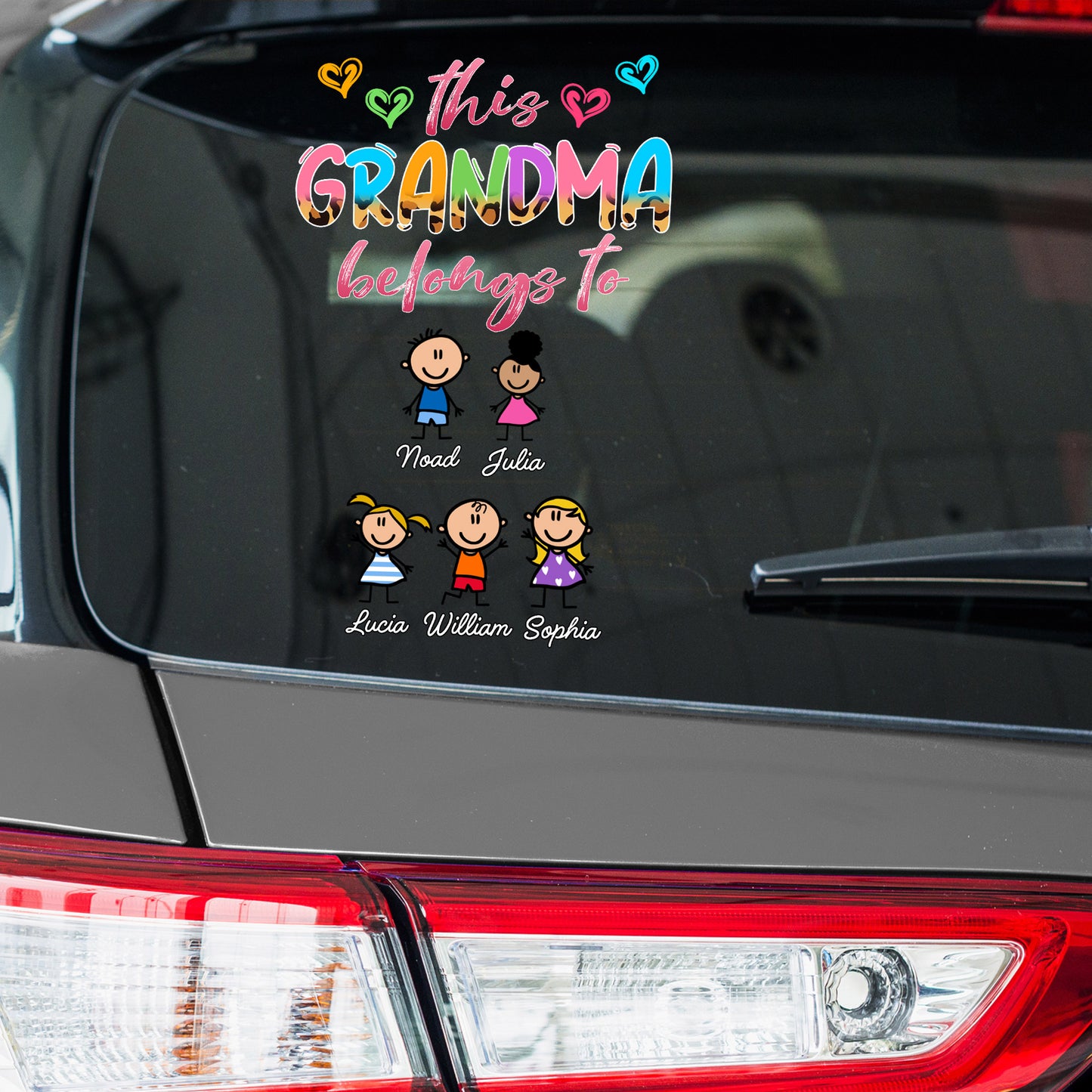 This Grandma Belongs To Hearts And Cartoon Children Decal