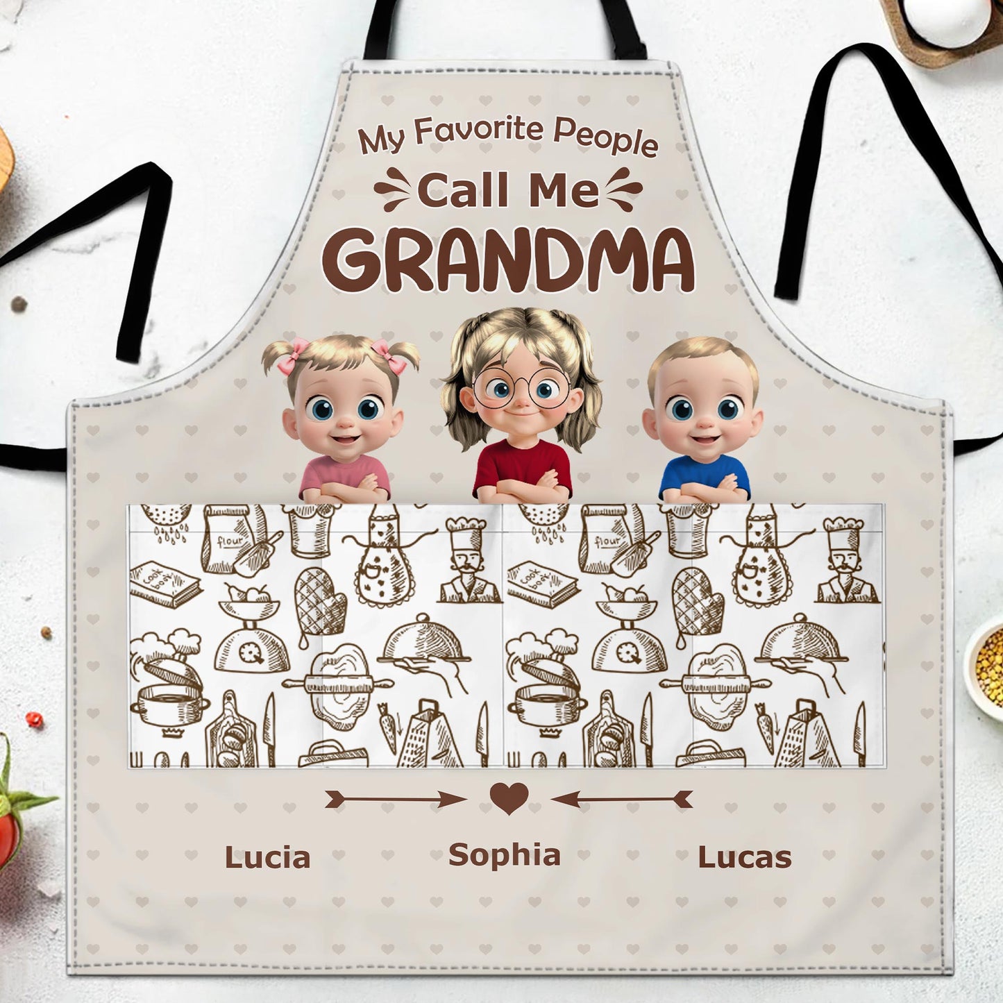 My Favorite People Call Me Grandma, Cartoons of Grandchildren and Baking Items