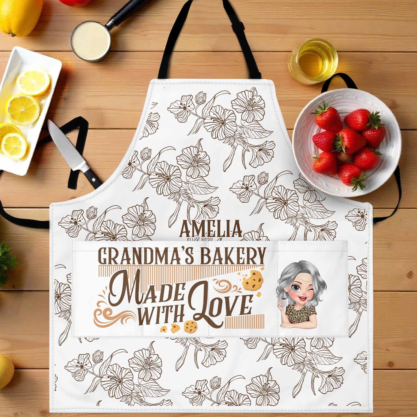 Grandma's Bakery Made With Love, Flowers and Cookies