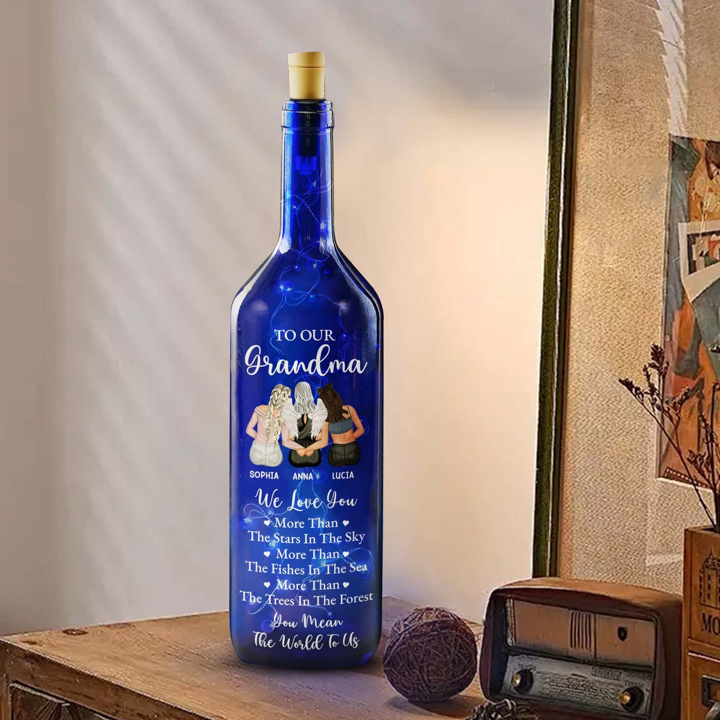 To Our Grandma, Loving Message With Stars, Fishes, And Trees