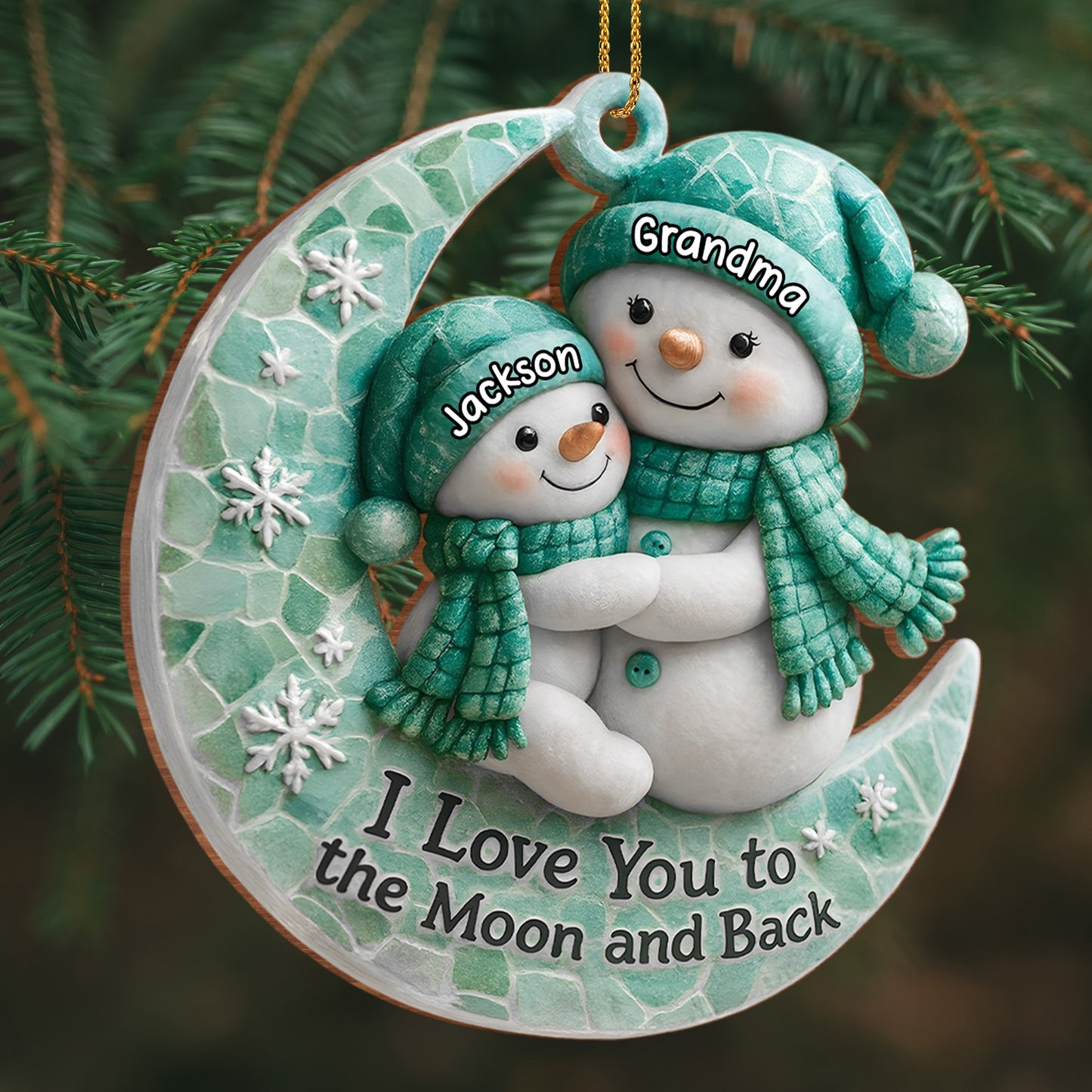I Love You To The Moon and Back Snowman Ornament