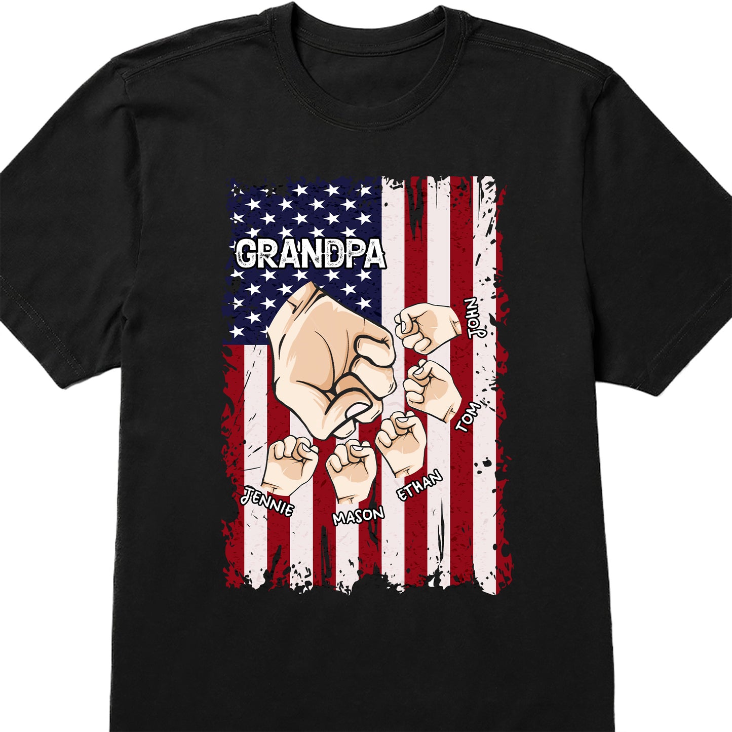 Granspa, diseño de bandera estadounidense con puños apretados - Camiseta y sudadera unisex personalizada - GRP011_BBAS