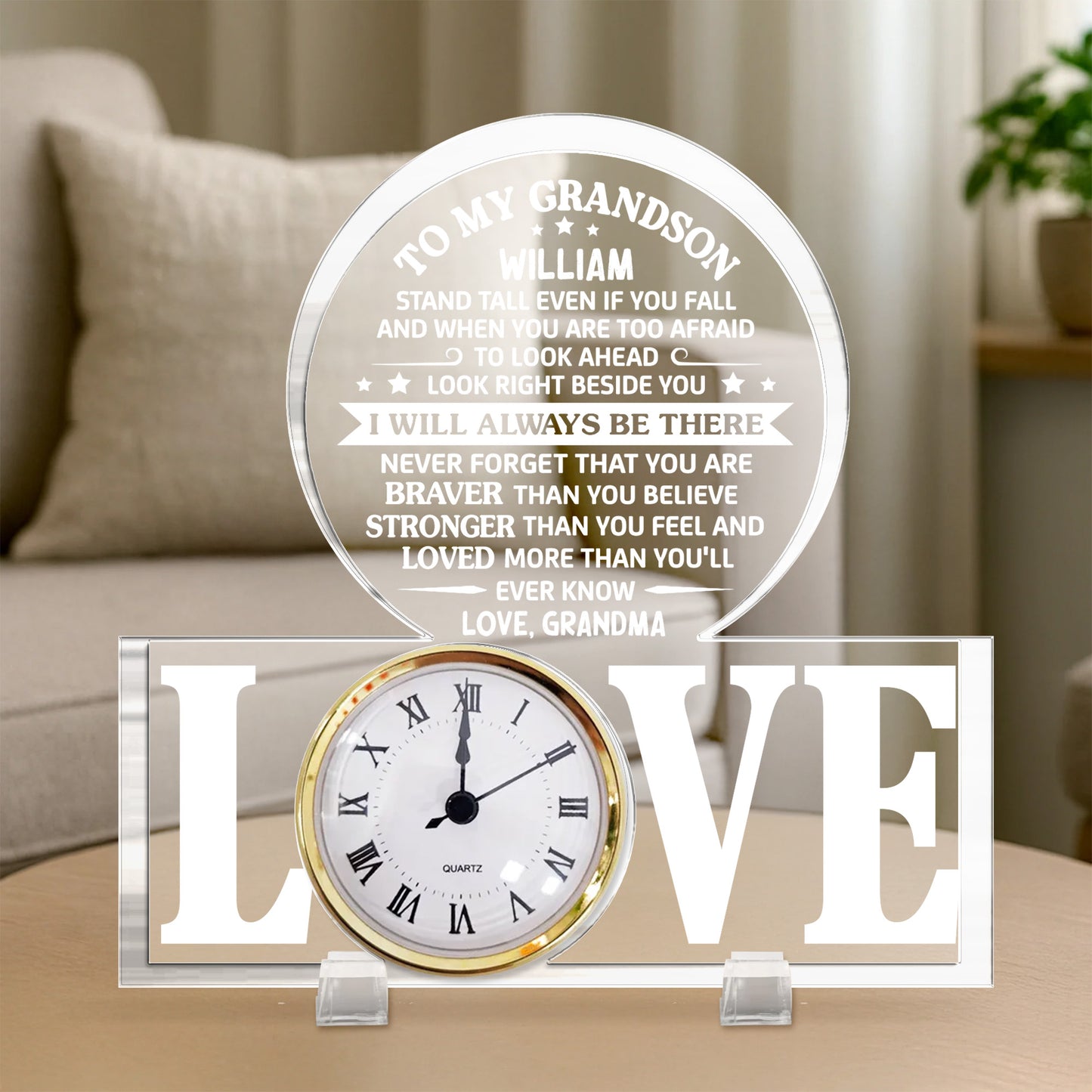 To My Grandson, Love And Guidance Clock