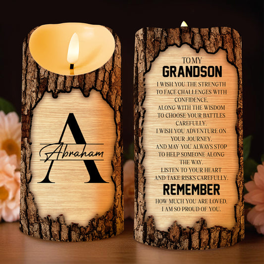 Wish You Adventure And Always Stop To Help Someone LED Wood Candle
