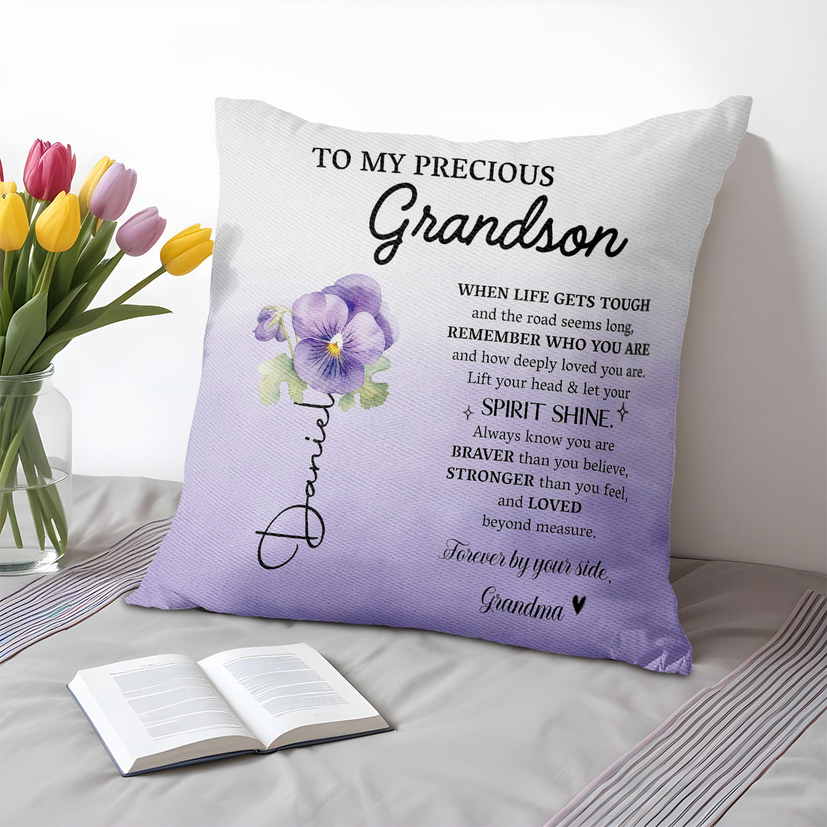 Grandson Spirit Shine Violet Flower Design