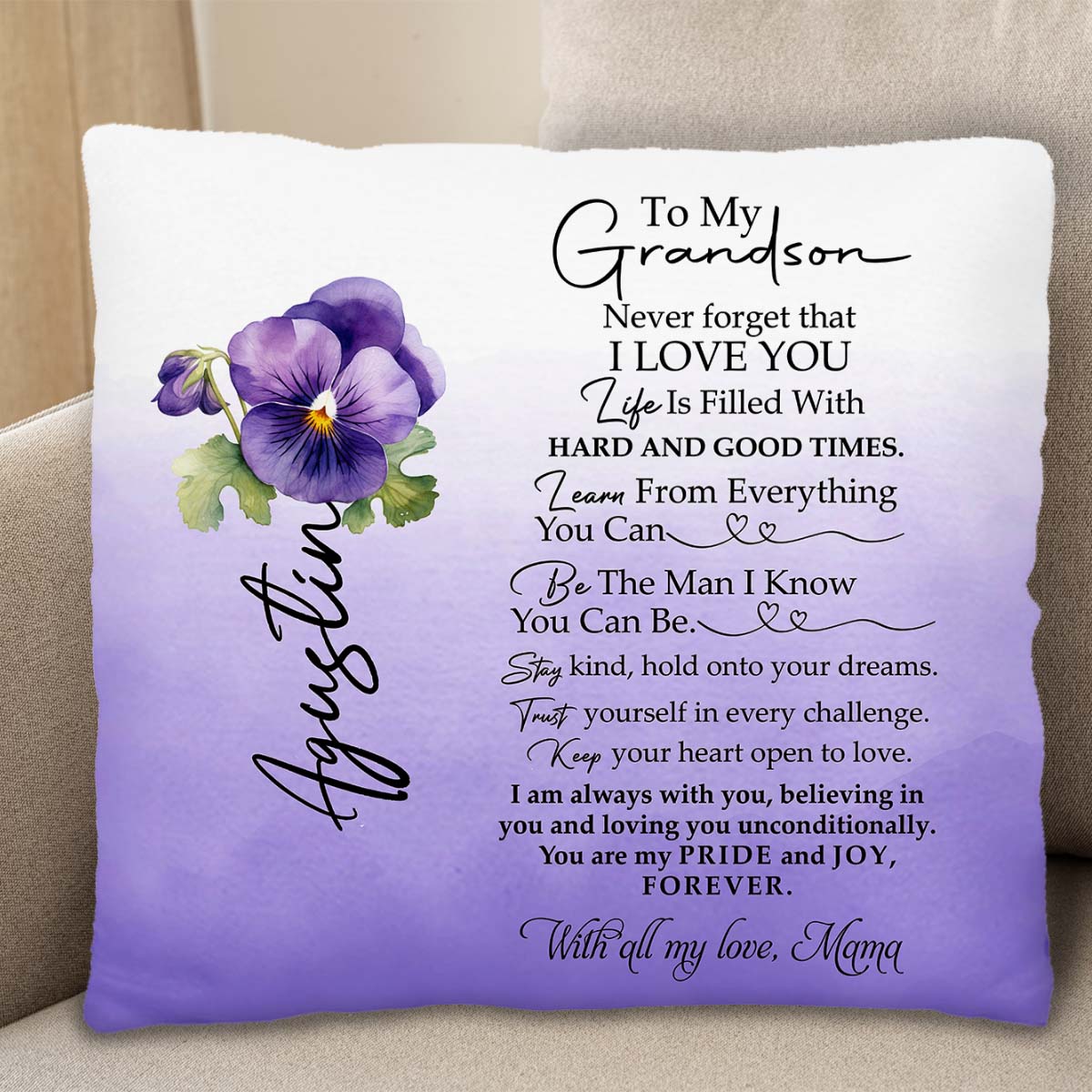 Grandson, My Pride And Joy With Flowers And Heart