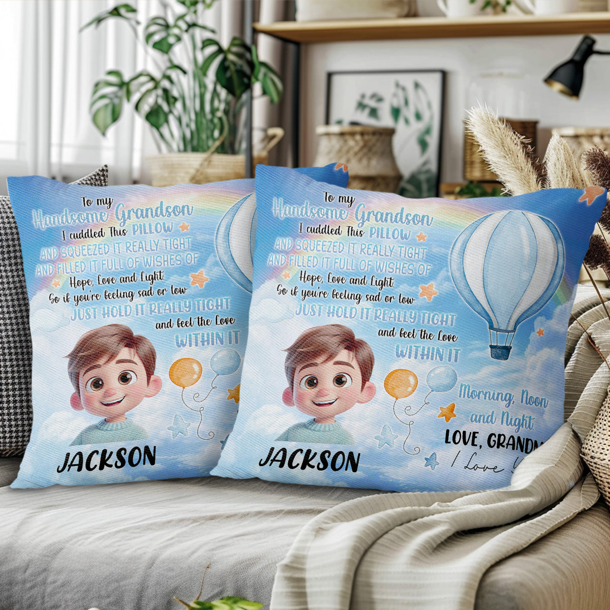 To My Grandson, Feel The Love Wishes Pillow