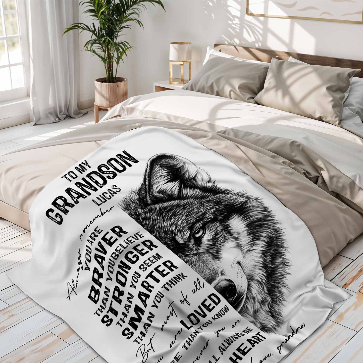 Always Remember You Are Braver, Loved More Than You Know With Wolf Design