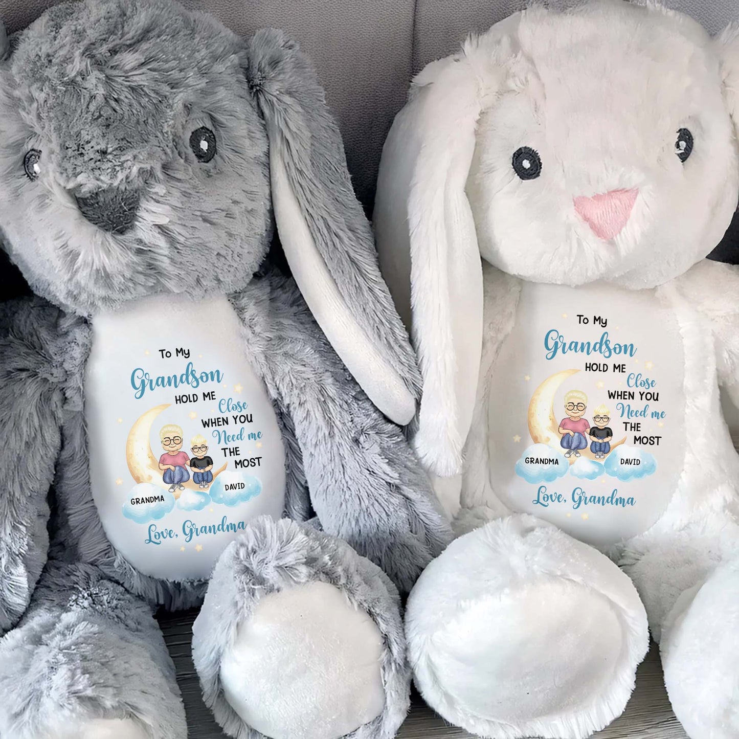 To My Grandson, Hold Me Close When You Need Me The Most, Bunny, Moon, and Stars