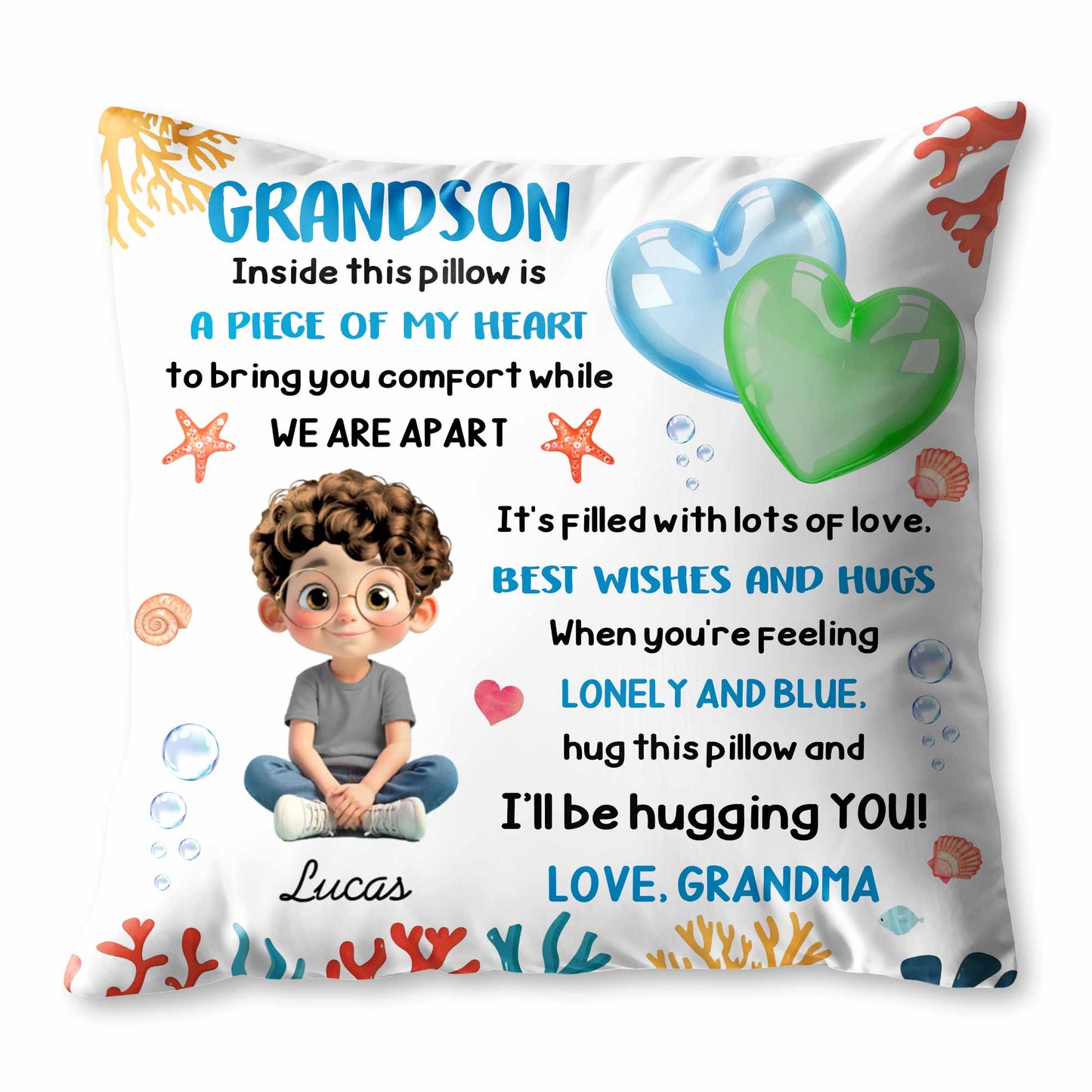 Inside This Pillow Is A Piece Of My Heart, Heart And Coral Design