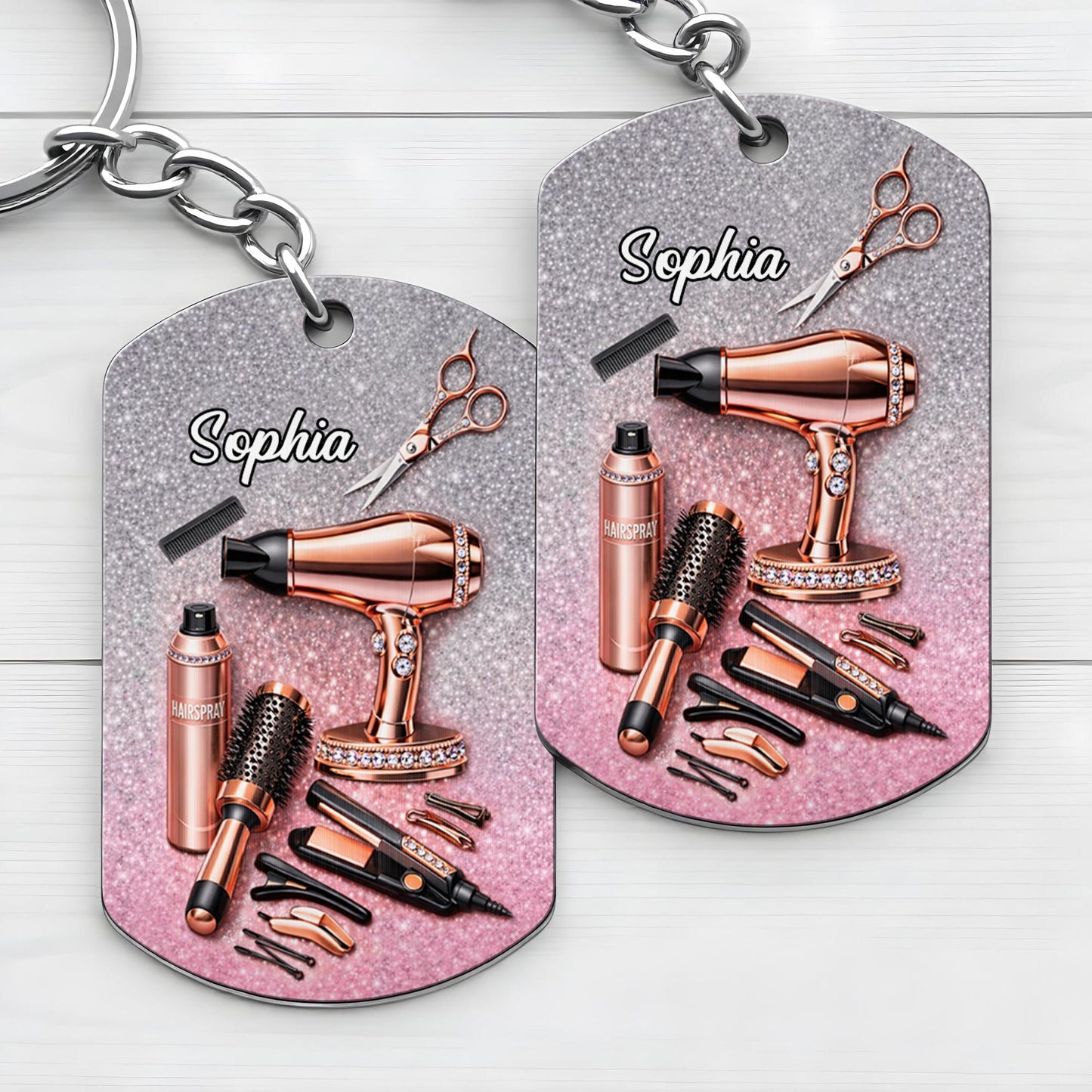 Hair Styling Essentials Hair Dryer And Scissors Glitter Design