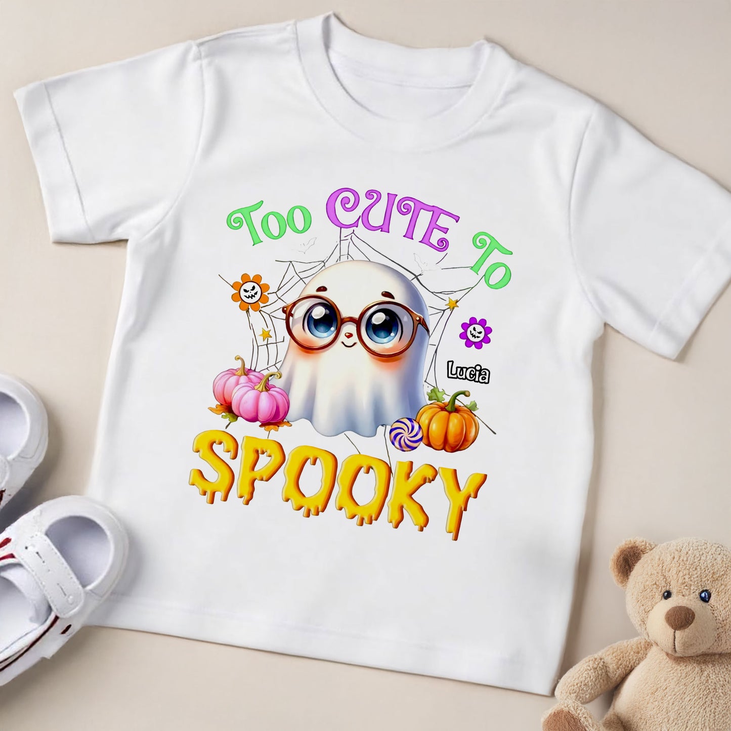 Too Cute To Be Spooky With Ghost And Pumpkins