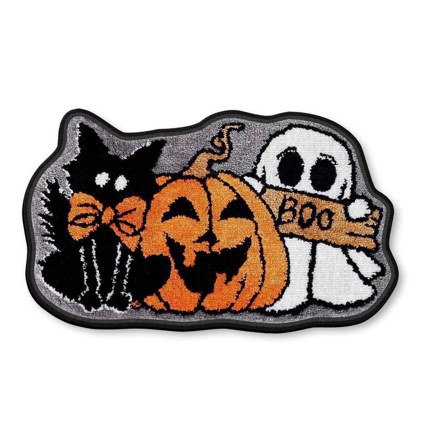 Boo Halloween Cat, Pumpkin And Ghost