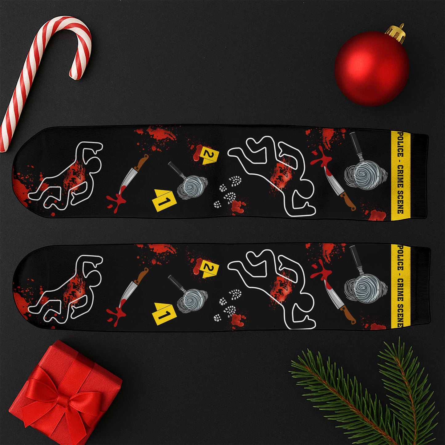 True Crime Watching Socks With Magnifying Glass And Knife