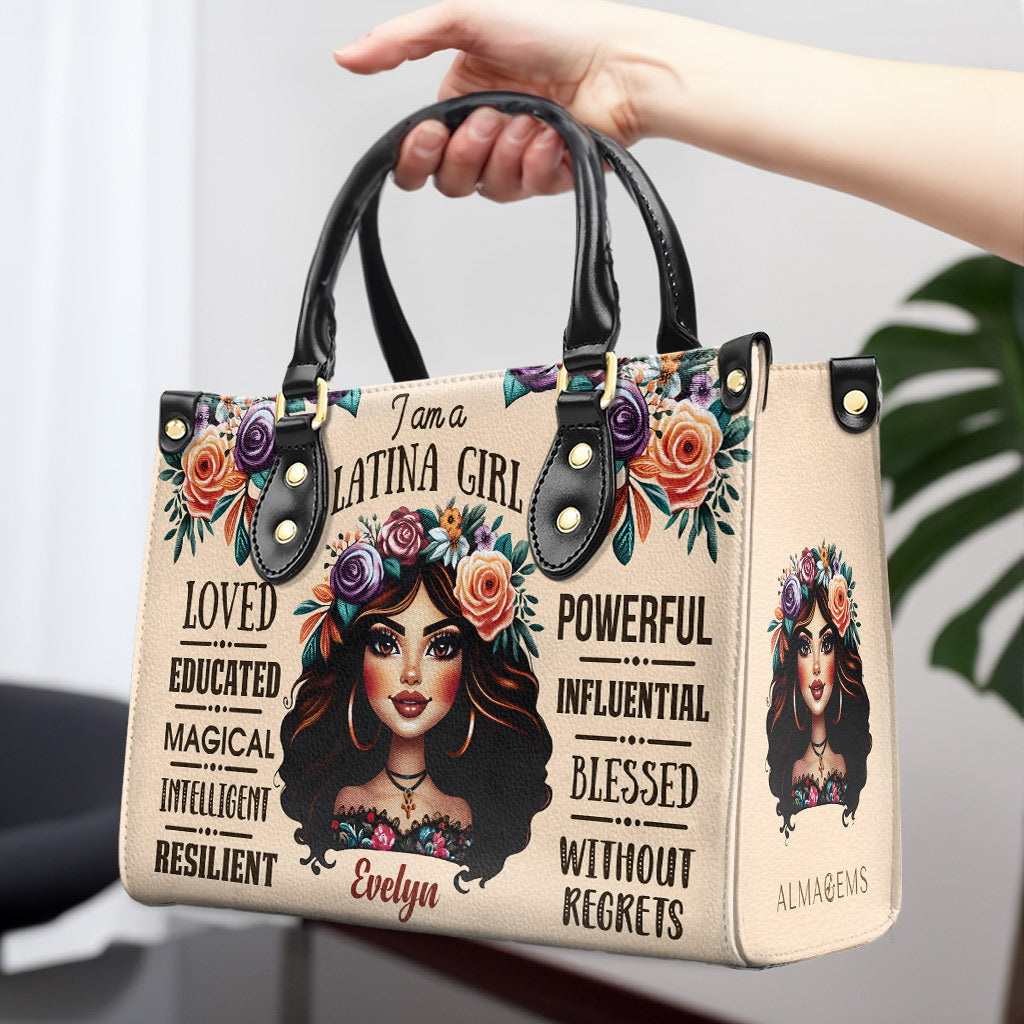 I Am A Latina Girl  - Personalized Leather Handbag - HG48