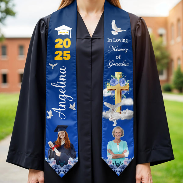 In Loving Memory Of Grandma, Dove, Cross, And Flowers