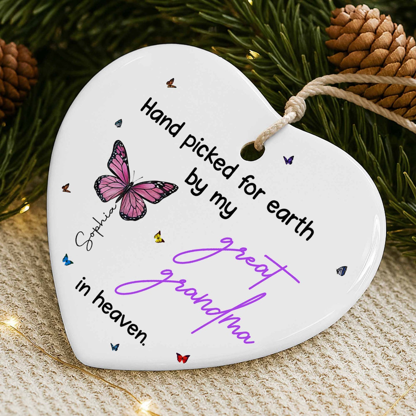 Hand Picked For Earth, Butterflies Heart Ornament