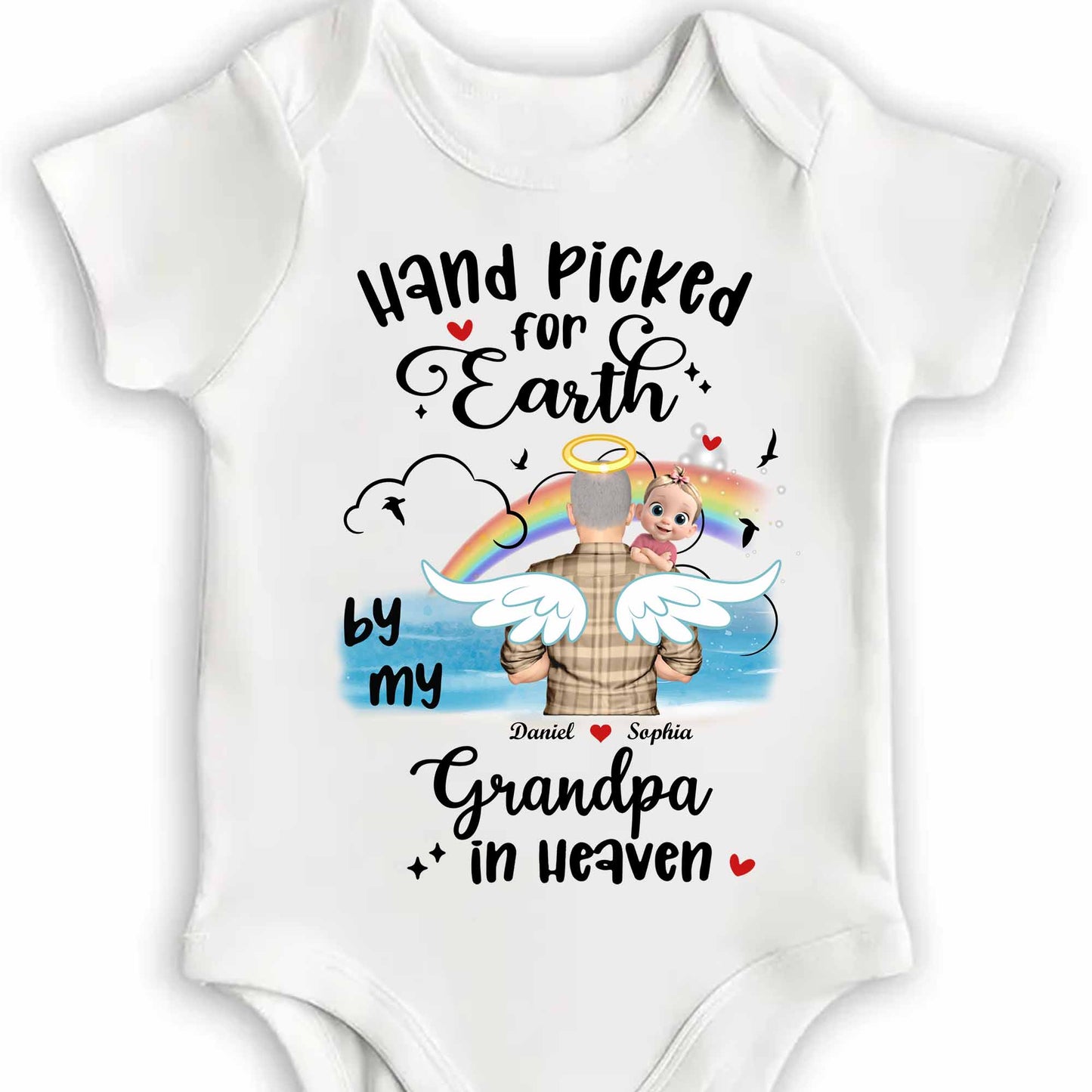 Hand Picked For Earth By My Grandpa In Heaven, Angel And Rainbow