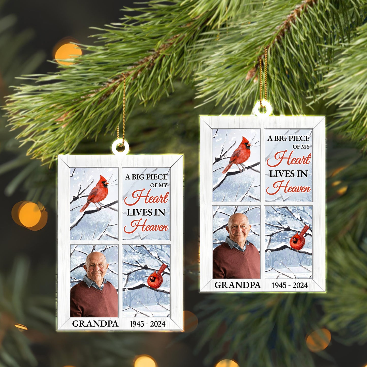 Heart In Heaven Cardinal Snowy Christmas Ornament