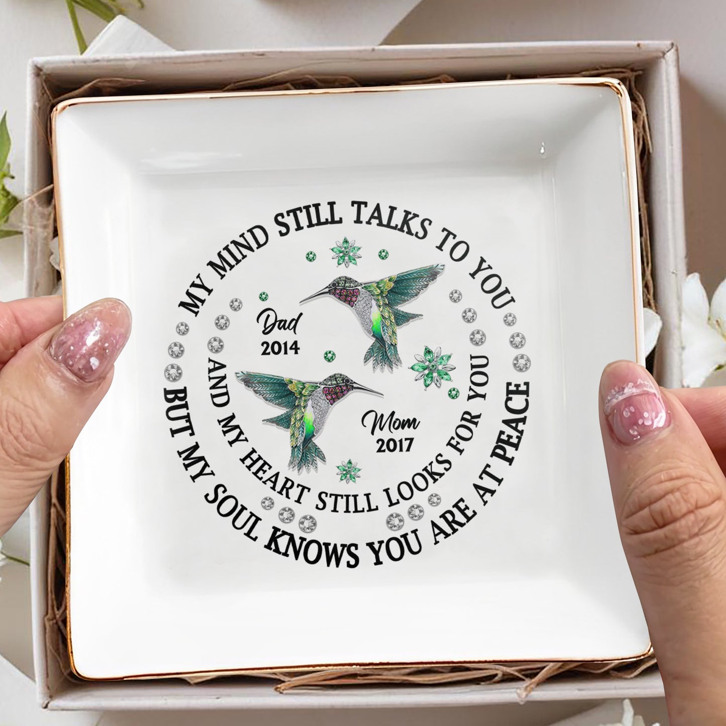 My Mind Still Talks Hummingbird Peaceful Heart Jewelry Dish