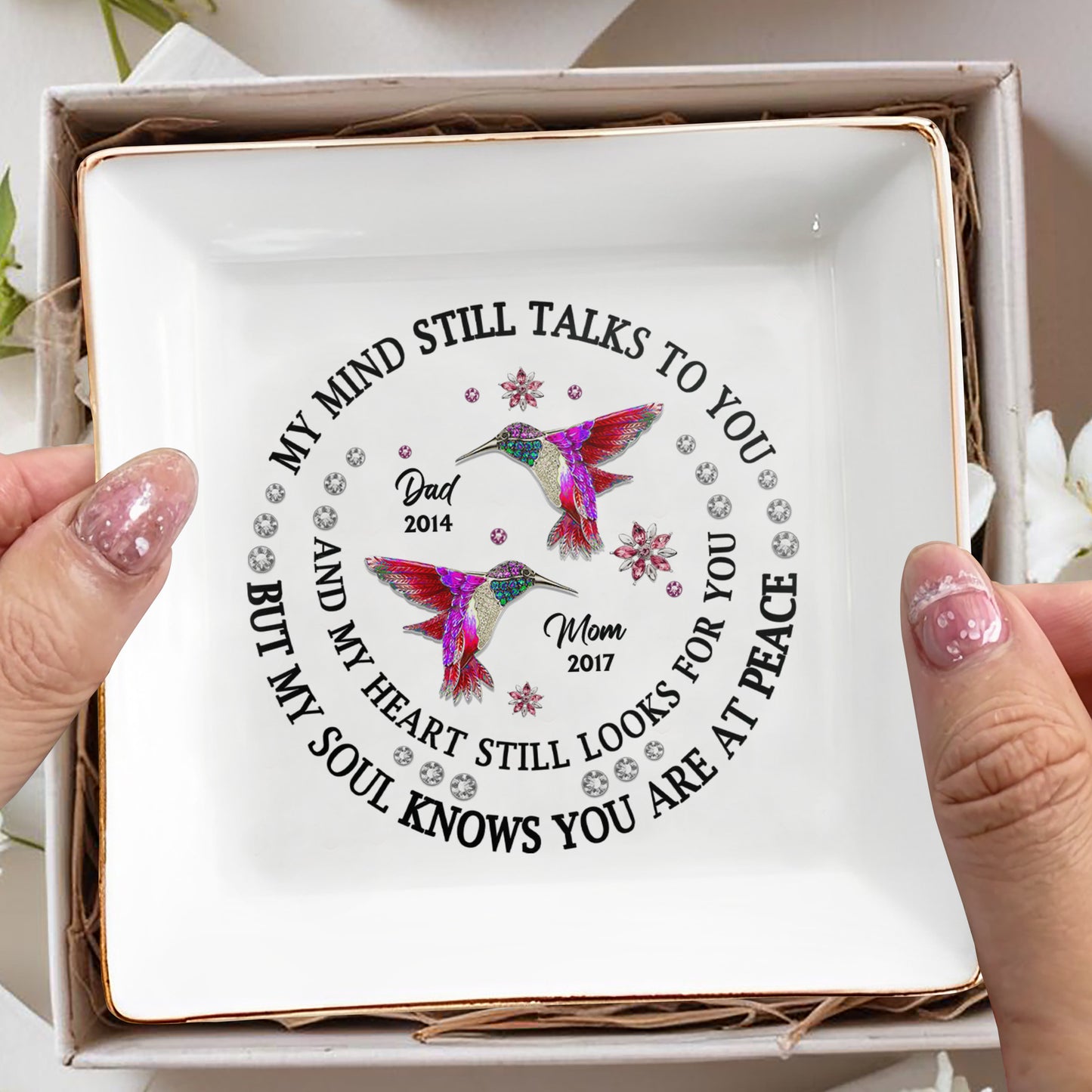 My Mind Still Talks To You, Hummingbirds Memorial Jewelry Dish