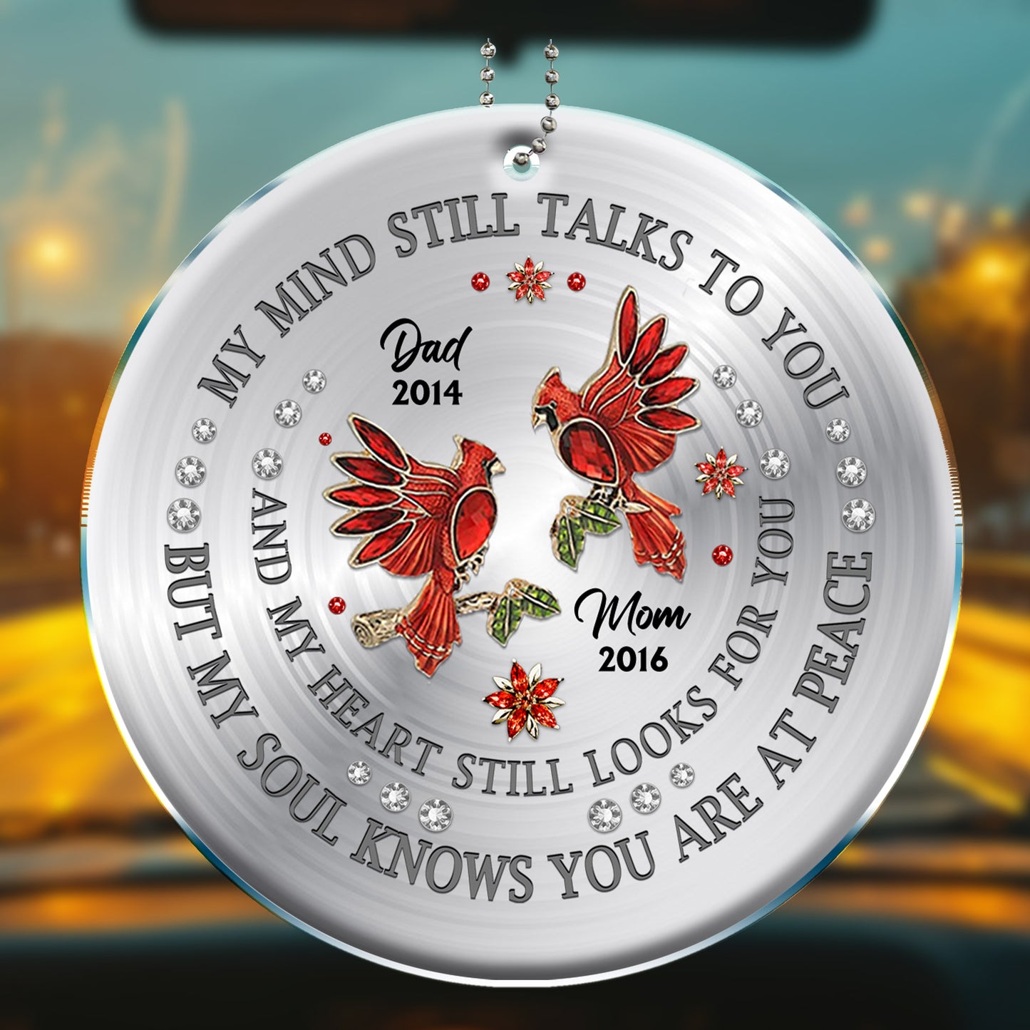 My Mind Still Talks to You, Cardinals and Flowers Memorial Ornament