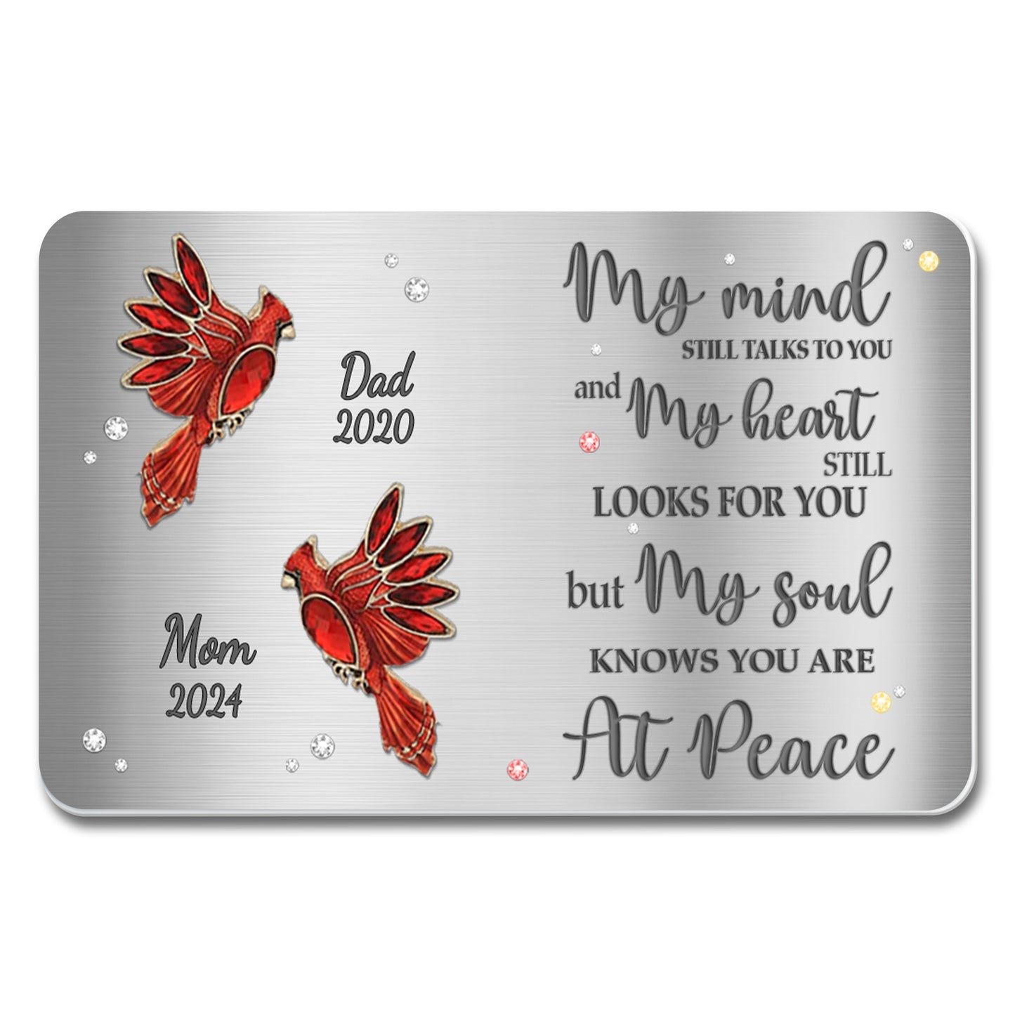 Heartfelt Memorial Message With Birds and Gemstones