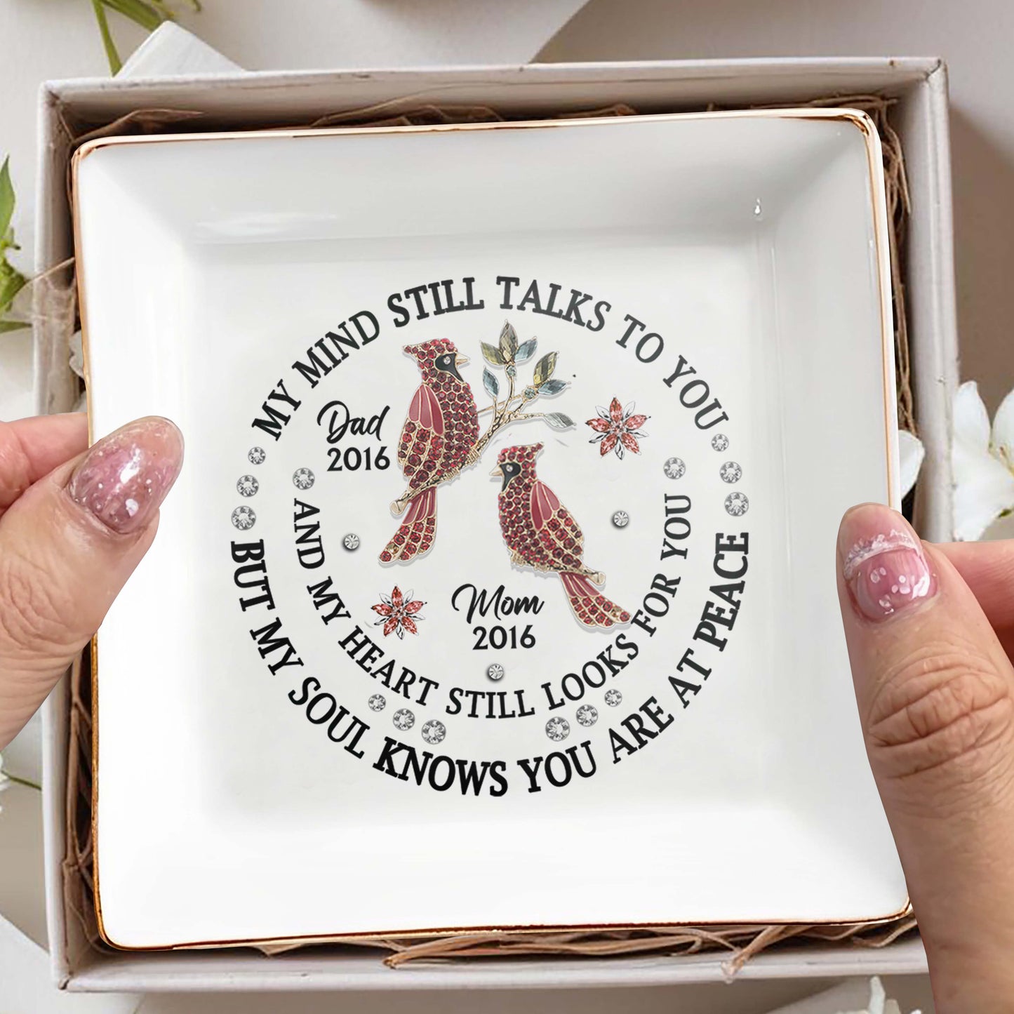 Heartfelt Memorial Message With Birds And Flowers