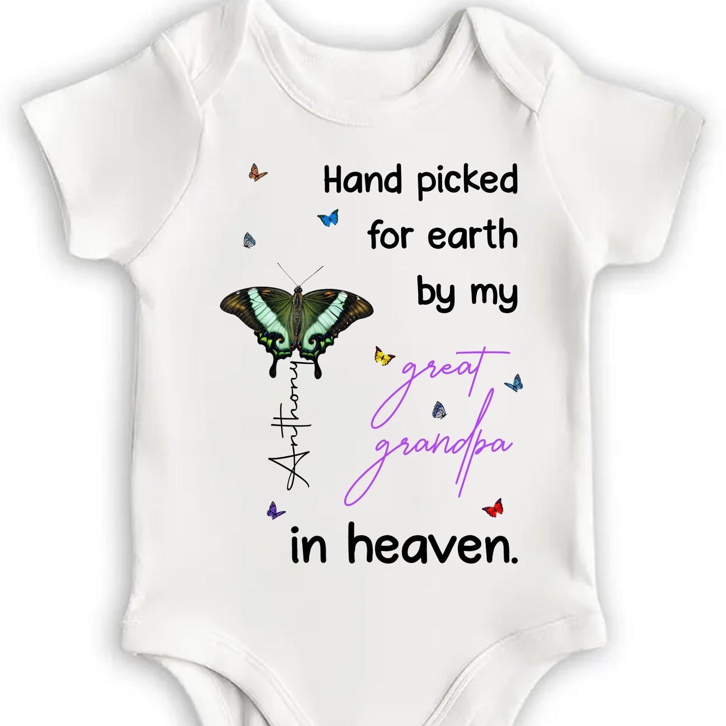 Hand Picked For Earth By My Great Grandpa In Heaven, Butterfly and Stars