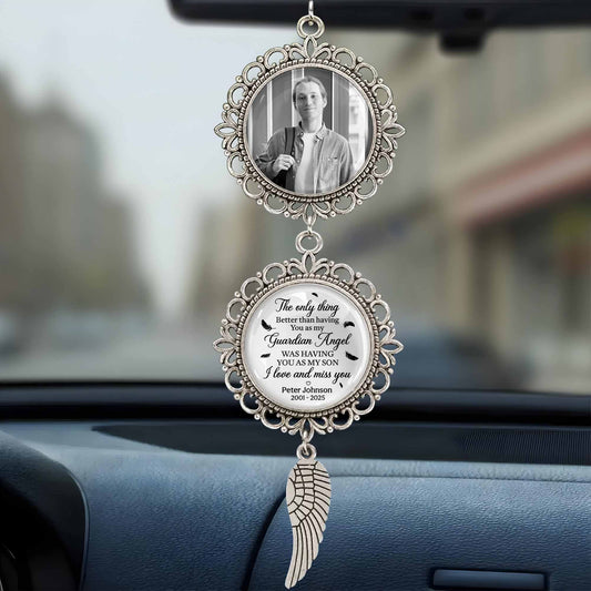 The Only Thing Better Than Having A Guardian Angel Was Having You As My Son, Angel Wing And Pendant Charm