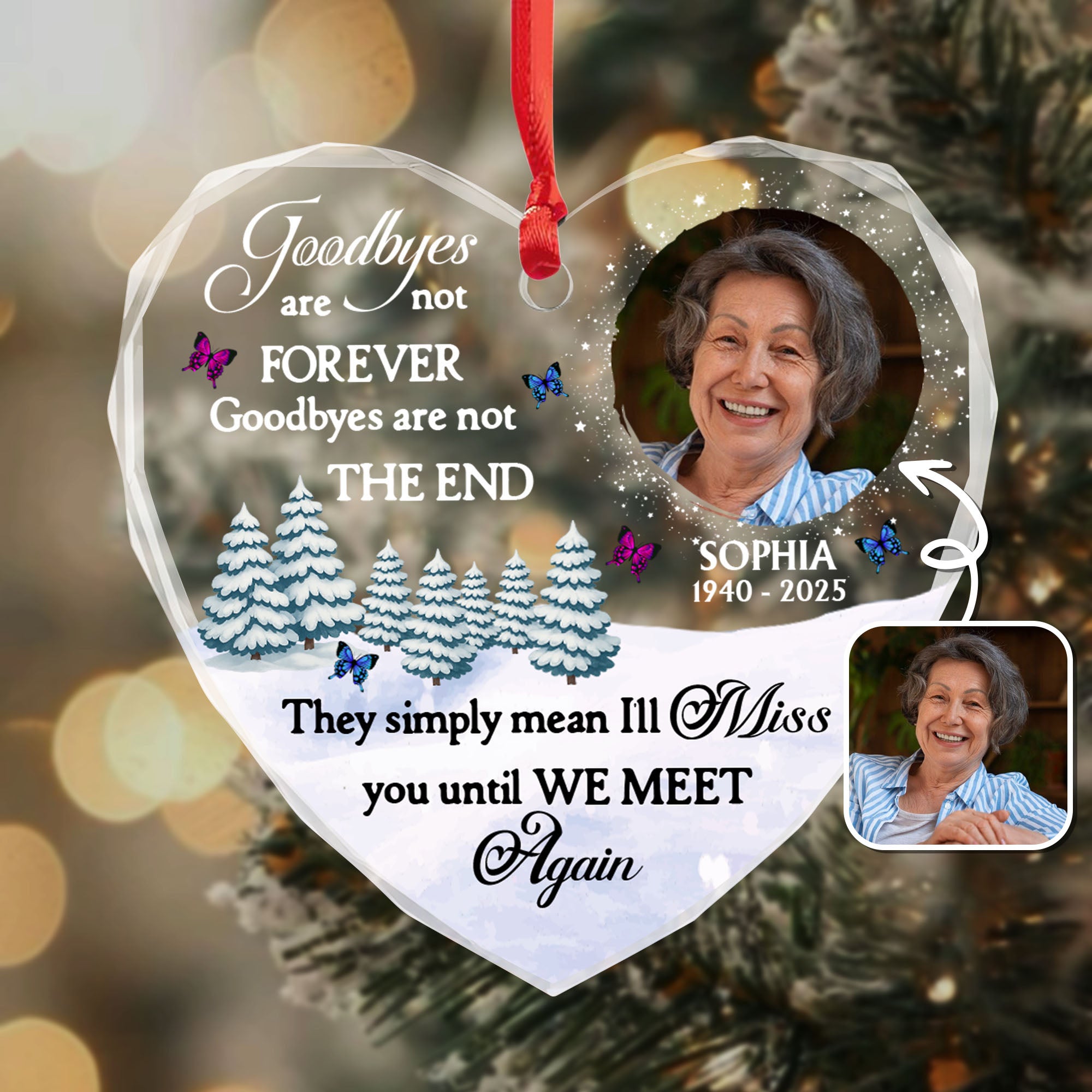 Red Ocean Memorial Wooden Heart - Goodbyes Are Not Forever Handcrafted Keepsake For Remembrance