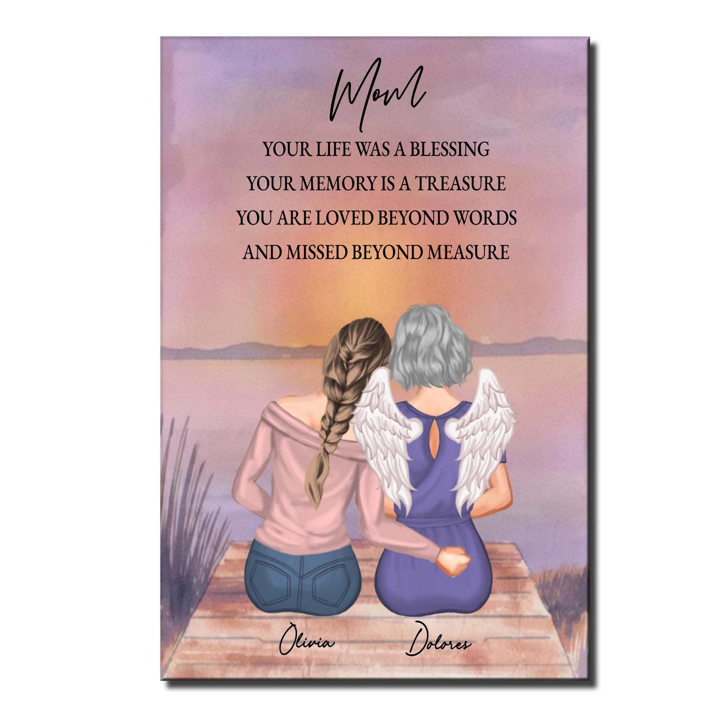 Your Life Was A Blessing Memorial Angel Wings Sunset - Personalized Custom Vertical Poster - HME371_VPOS