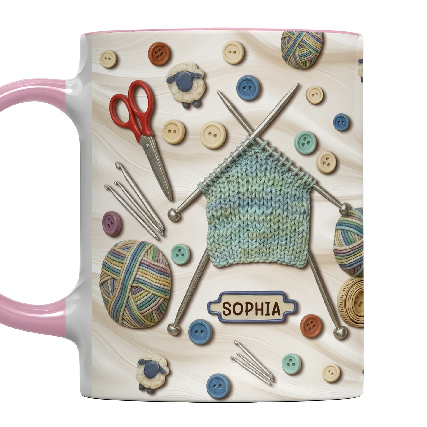 A Craft Lover's Perfect Companion With Buttons, Scissors, And Yarn