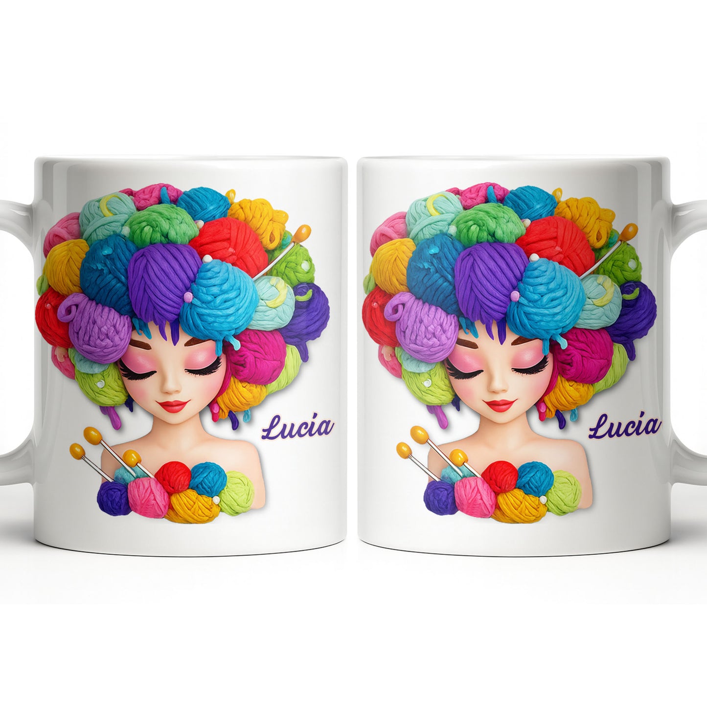 Celebrate Your Creative Spirit with Colorful Yarn and Needles - Personalized Custom Coffee Mug - HOB028_MG