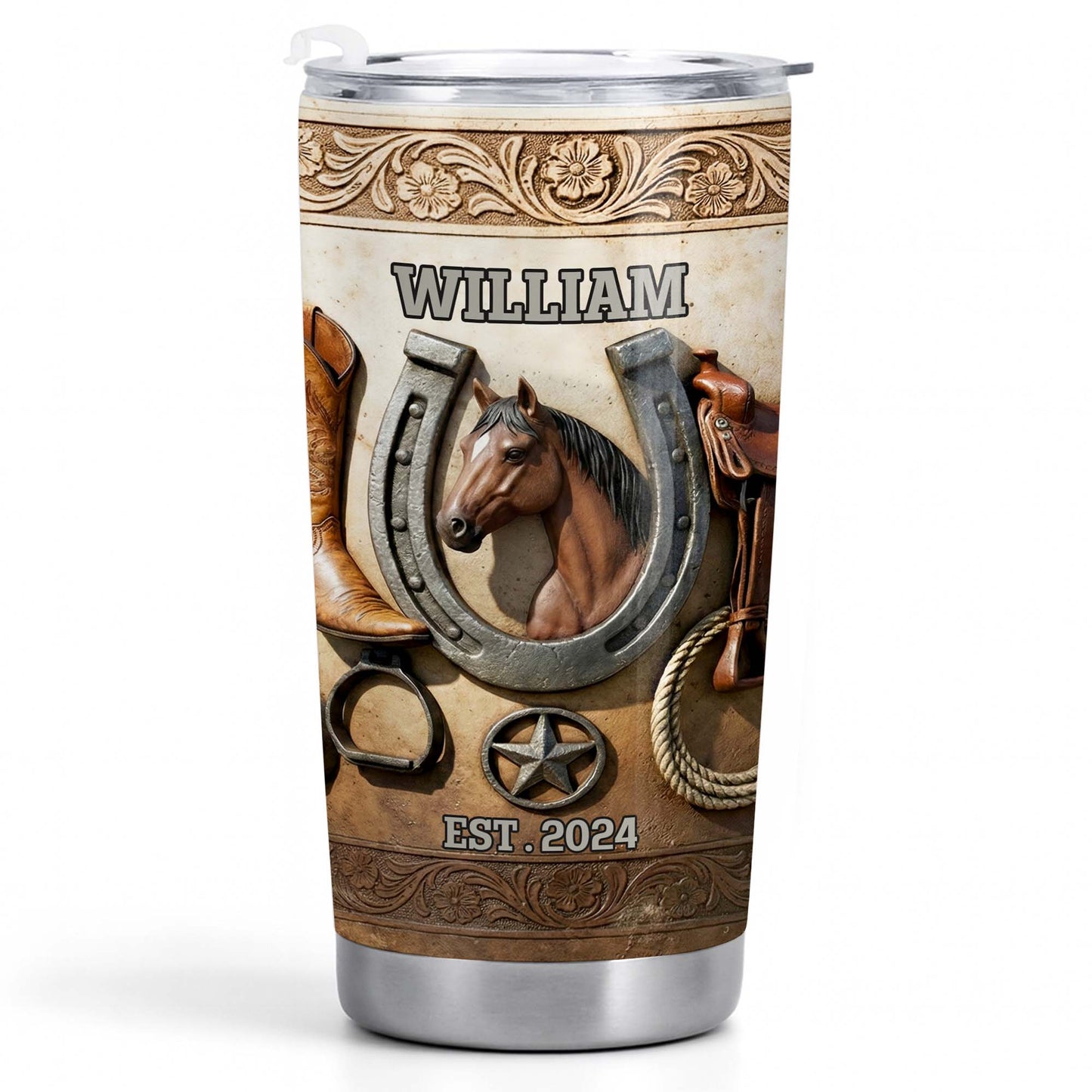 Customizable Western Horse-Themed Tumbler Design