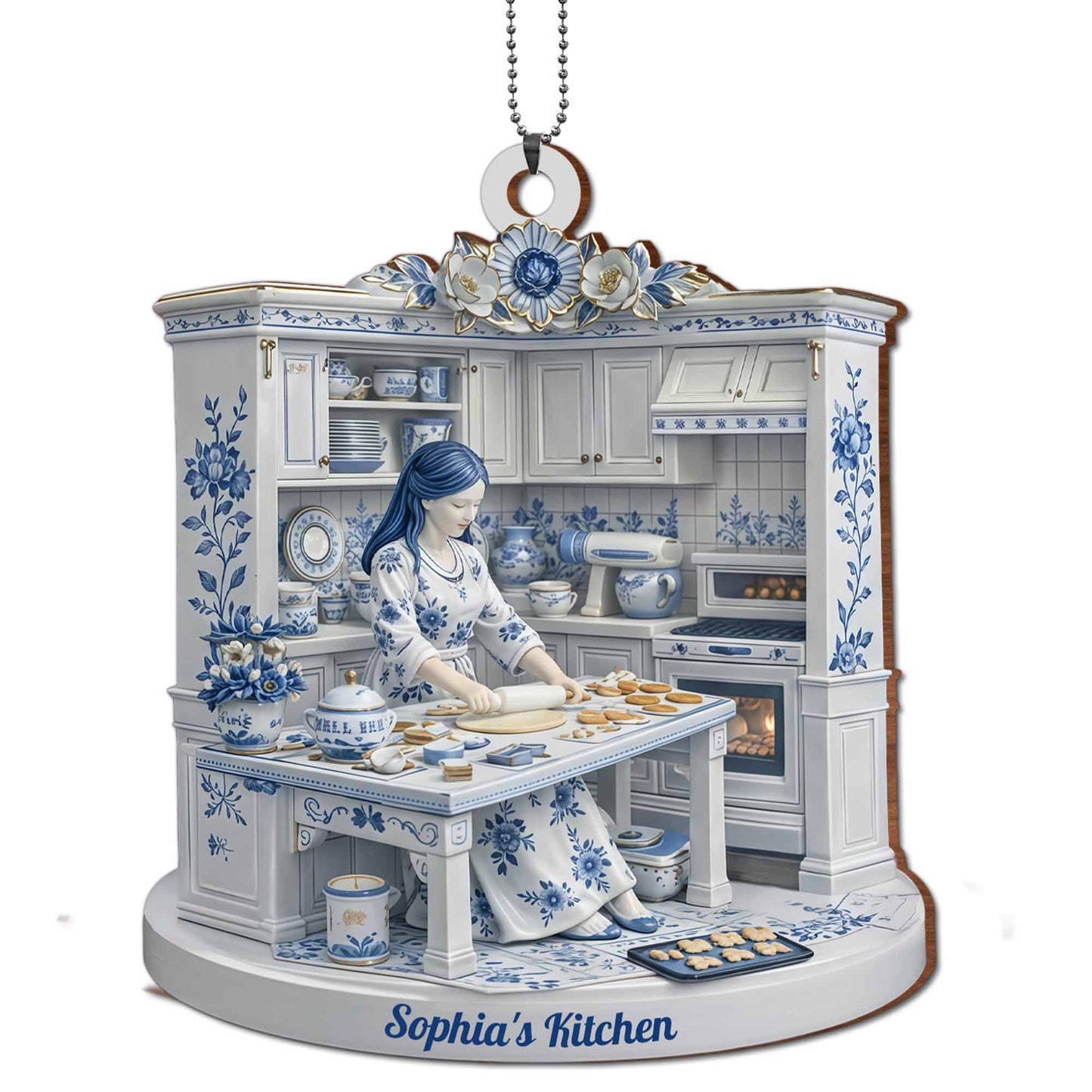 Sophia's Kitchen, Woman Preparing Meals With Floral Decor