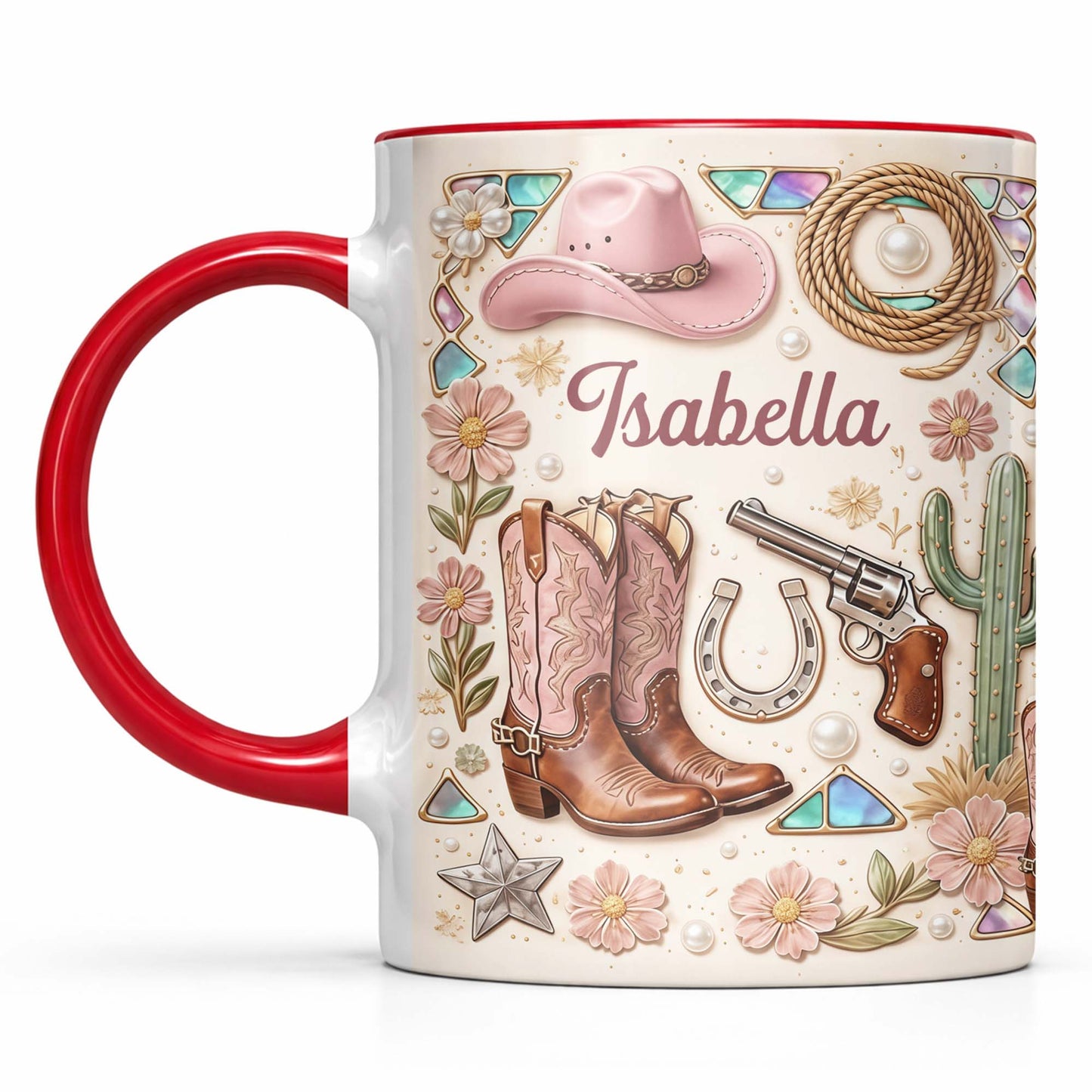 A Cowgirl's Spirit With Pink Boots Hat And Flowers