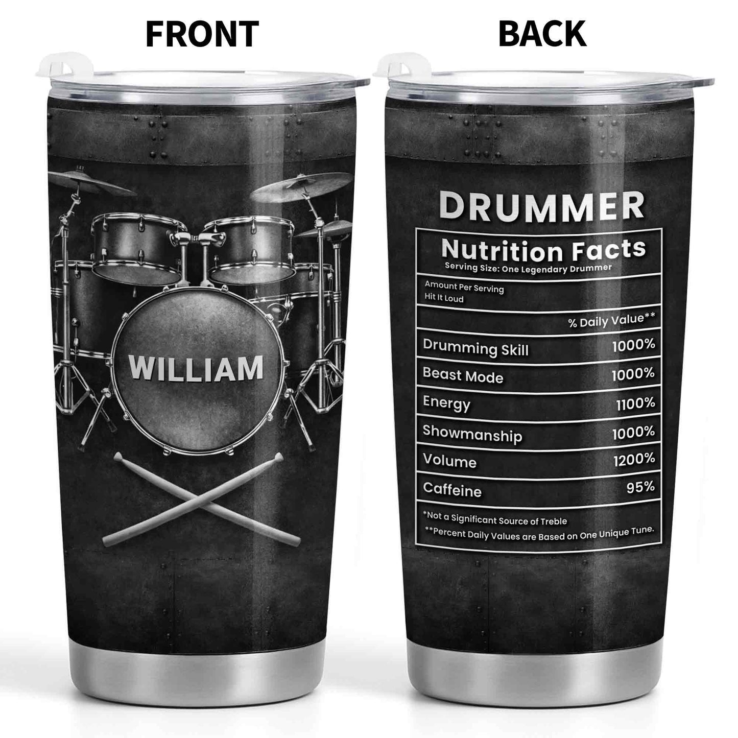 Drummer Nutrition Facts One Legendary Drummer With Drum Set And Sticks