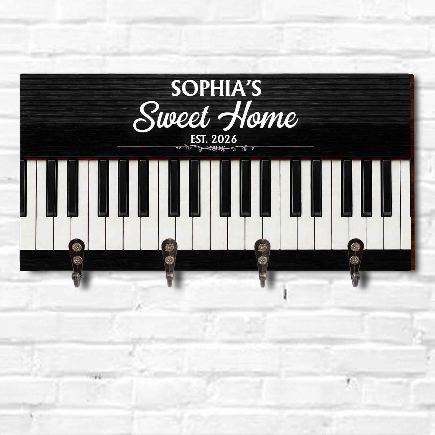 Sweet Home Piano Keys Musical Instrument Decor - Personalized Key Holder - HOB234_KHO
