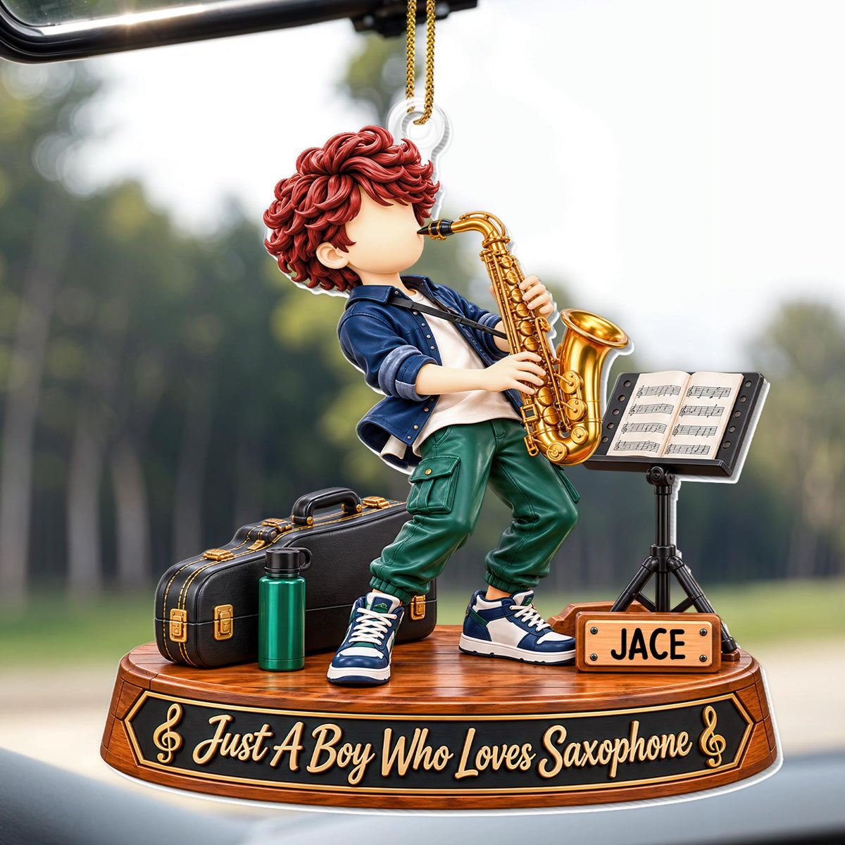 Just A Boy Who Loves Saxophone, Saxophonist Boy With Instrument - Personalized Custom Acrylic Ornament, Christmas Gift - HOB635_ACO