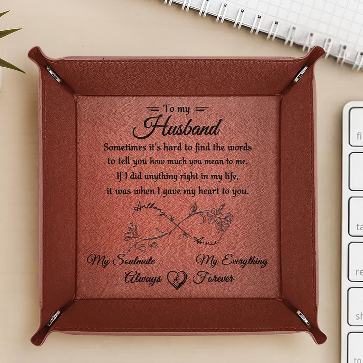 To My Husband, Sometimes It's Hard To Find The Words, Heart And Floral Elements