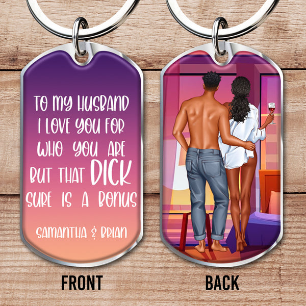 To My Husband I Love You For Who You Are, Heart and Couple - Personalized Custom Keychain - HSB032_KCH