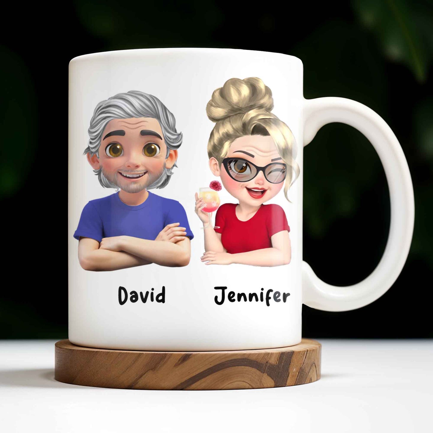 Personalized Couple Cartoon Portrait Coffee Mug - Personalized Custom Coffee Mug - HSB041_MG