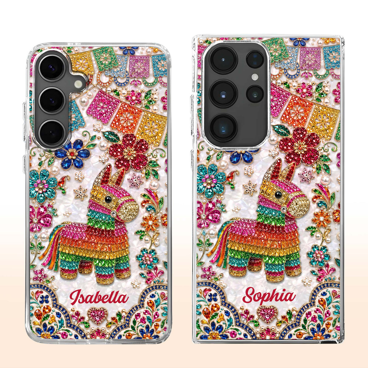 Celebrate Life With Vibrant Colors Piñata And Floral Rhinestones - Personalized Clear Phone Case - HSP064_PHC