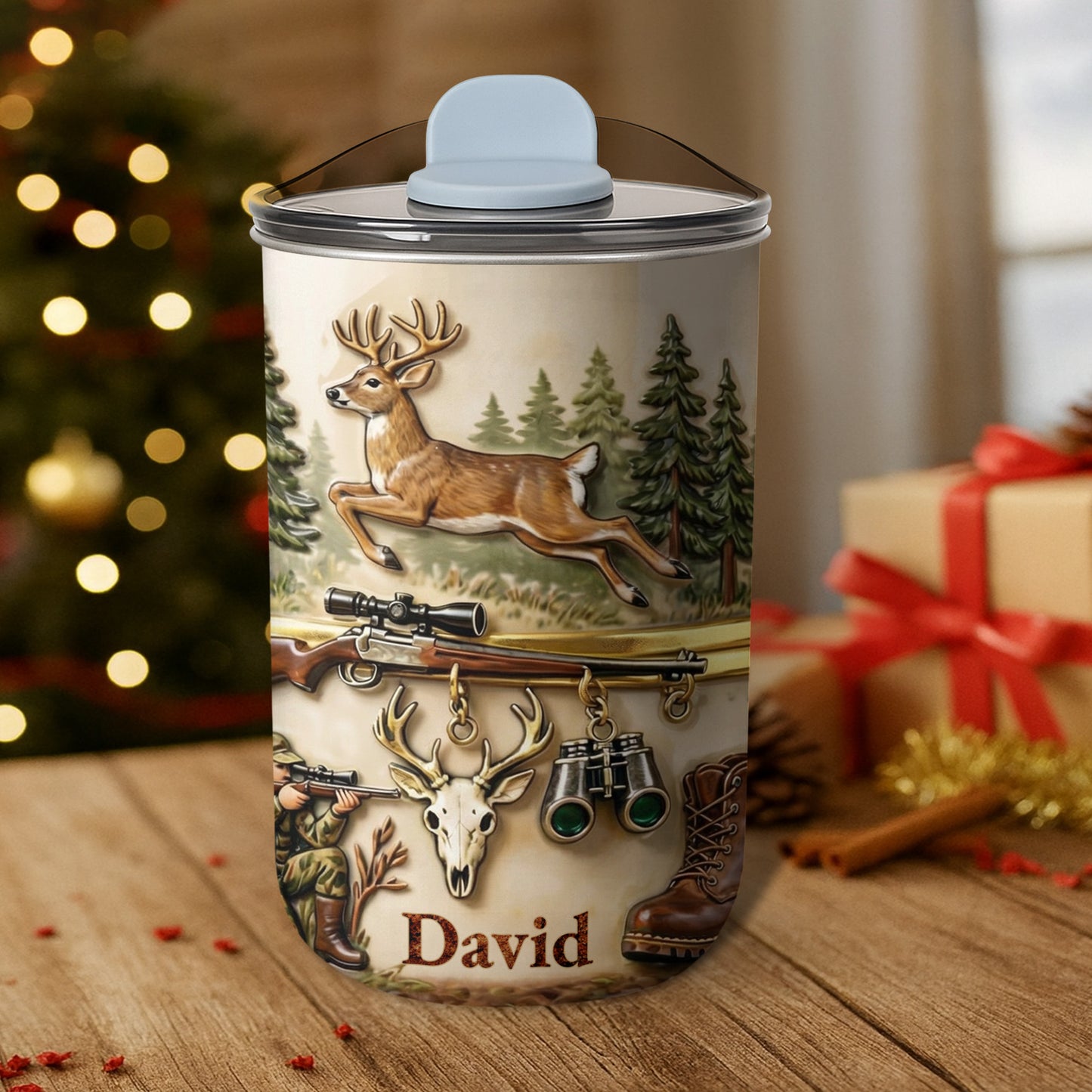 The Great Outdoors Hunter Spirit with Buck and Rifle