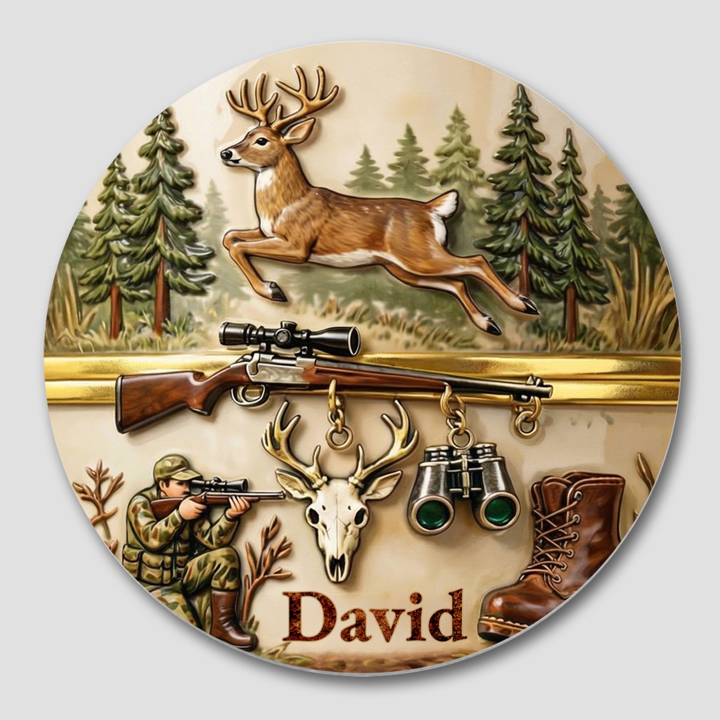 The Thrill Of The Hunt Deer Hunting Scenes And Hunter Gear - Personalized Custom Ceramic Coaster - HTG006_ROCO