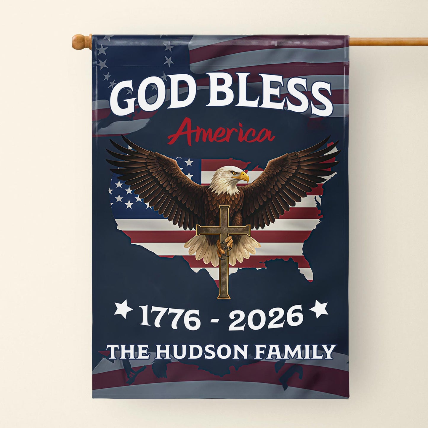God Bless America With Eagle And American Flag